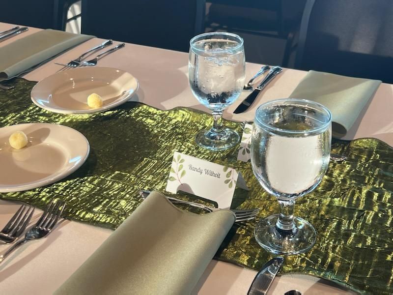 Light Olive Napkin with Iridescent Crush Moss Tablerunner